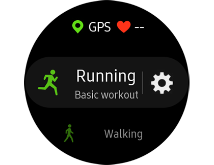 The Running tracker on the Galaxy Watch Active's screen The Running tracker on the Galaxy Watch Active's screen