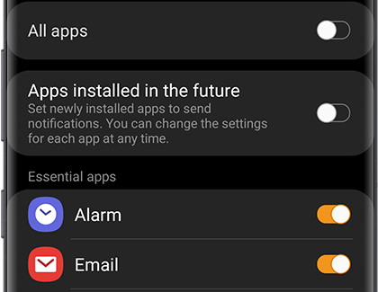 Notifications listed in the Galaxy Wearable app Notifications listed in the Galaxy Wearable app