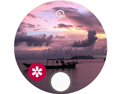 A sunset displayed in Camera Controller on the Galaxy Watch Active A sunset displayed in Camera Controller on the Galaxy Watch Active