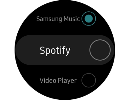Spotify highlighted on a Samsung smart watch