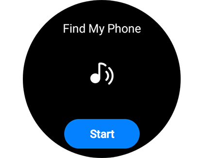 Start button under Find My Phone on a Galaxy Smart Watch