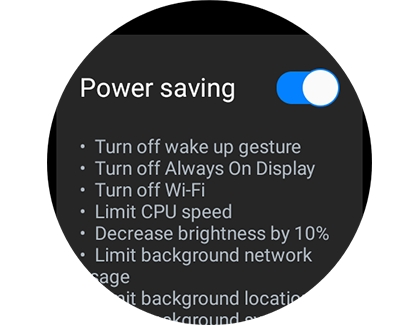 Power saving switched on with a Galaxy smart watch