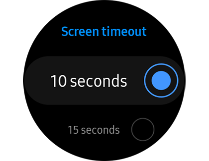 Screen timeout setting with 10 seconds chosen Screen timeout setting with 10 seconds chosen