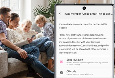 A women inviting her family members to be a member of SmartThings A women inviting her family members to be a member of SmartThings
