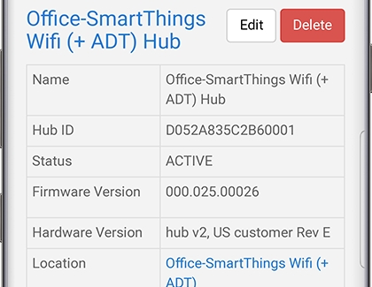 Information screen for a SmartThings Wifi hub Information screen for a SmartThings Wifi hub