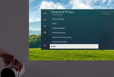 Access menu settings on your Samsung TV or projector