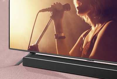 A Samsung TV and soundbar