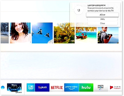 Samsung TV displaying popup message about the connected laptop Samsung TV displaying popup message about the connected laptop