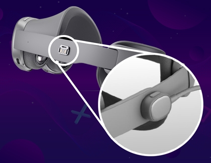 Close-up of Galaxy XR headset showing highlighted area where the power cable connects.