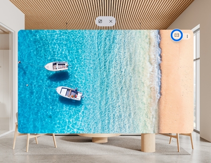 A 3D photo displayed in the Gallery app with the Immersive view icon highlighted.