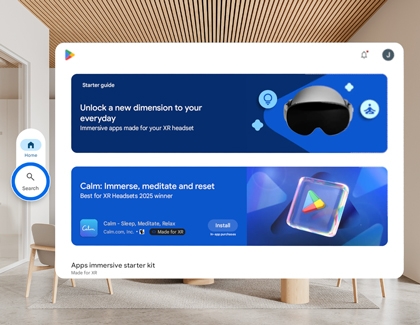 Search icon highlighted in the Play Store immersive apps section.