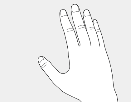 Illustration of a hand performing a pinch and hold gesture.