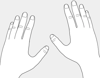 Illustration of two hands performing a pinch and spread gesture.
