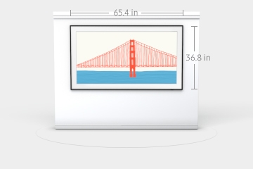 The Frame TV on a stand in a 360 degree, virtual environment
