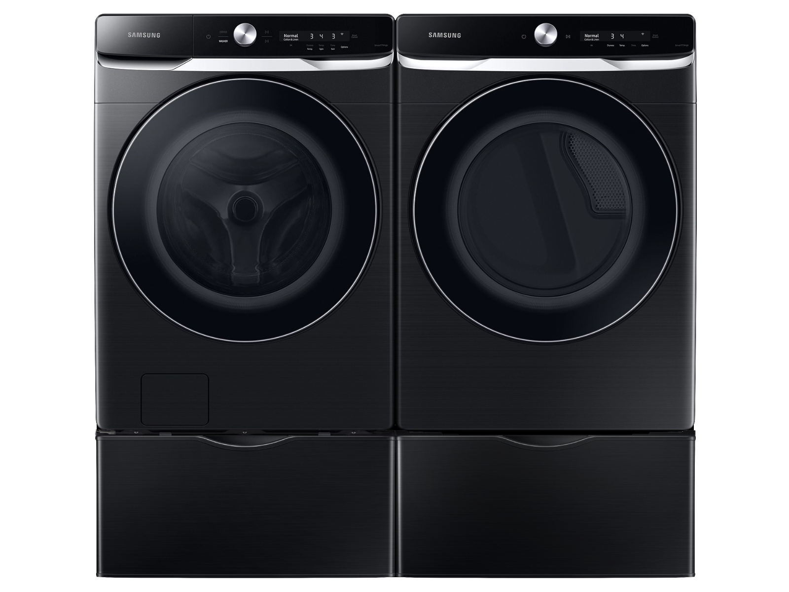 Samsung Front Load Washer with OptiWash™ and CleanGuard™, Dryer with Super Speed Dry and two 27" Pedestals set(BNDL-1646991126061)