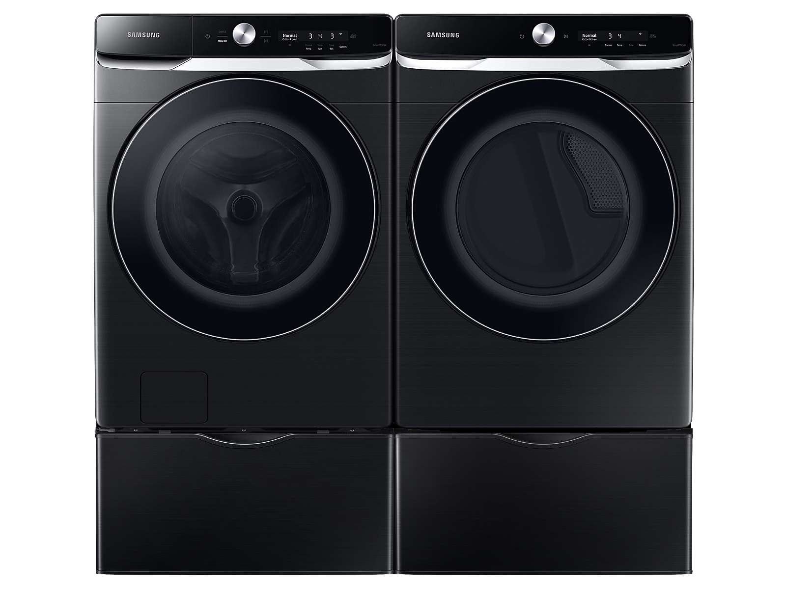 Samsung Front Load Washer with OptiWash™ and CleanGuard™, Dryer with Super Speed Dry and two 27