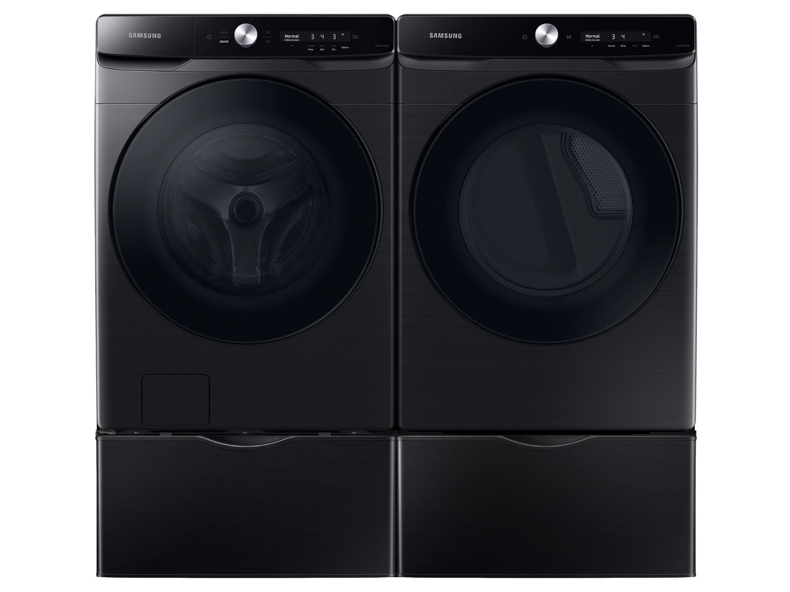 Front Load Washer with CleanGuard™, Dryer with Super Speed Dry and two 27” Pedestals set