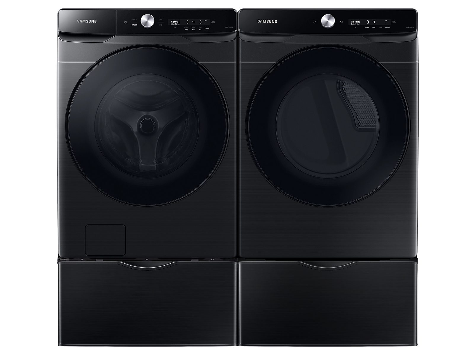 Samsung Front Load Washer with CleanGuard™, Dryer with Super Speed Dry and two 27