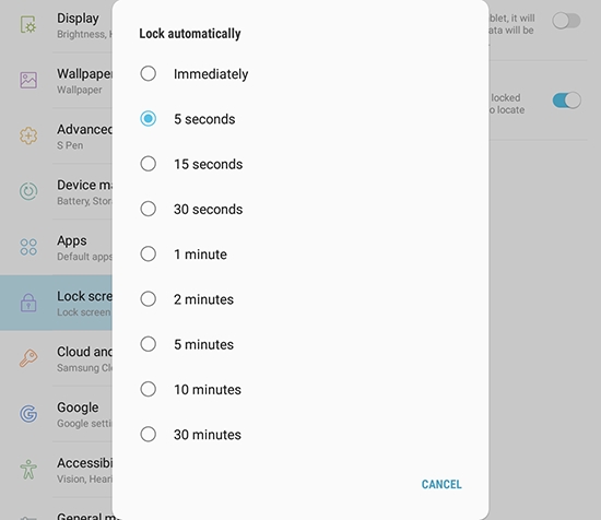 how to unlock pattern lock on samsung galaxy tab