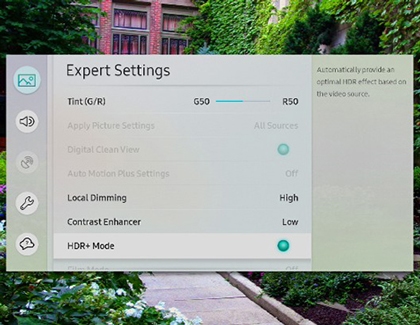 Expert Settings menu with HDR+ Mode selected