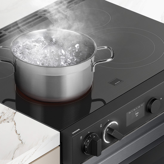 Samsung White Glass Slide-In Electric Range with Express Boil™