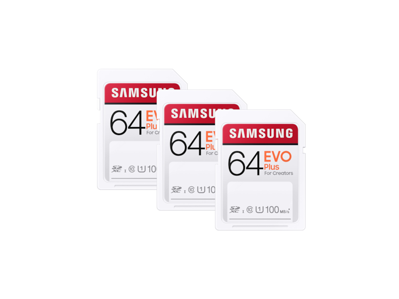 EVO Plus SDXC Full-size SD Card 64GB - 3 Pack