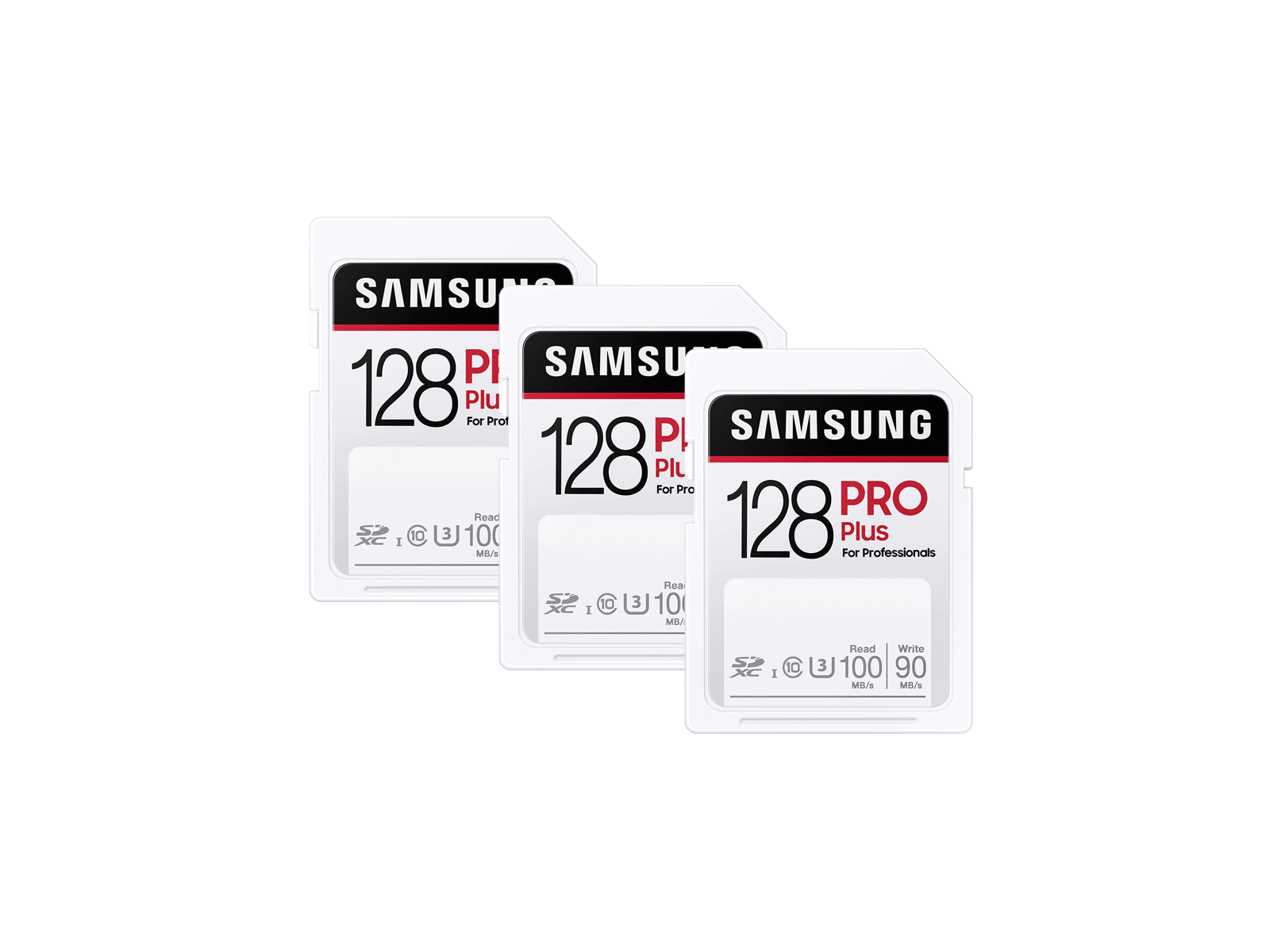 PRO Plus SDXC Full-size SD Card 128GB - 3 Pack