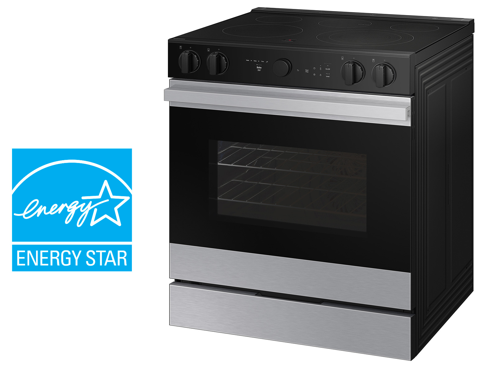 Energy Star Certified White Glass Slide-In Electric Range with Bespoke design