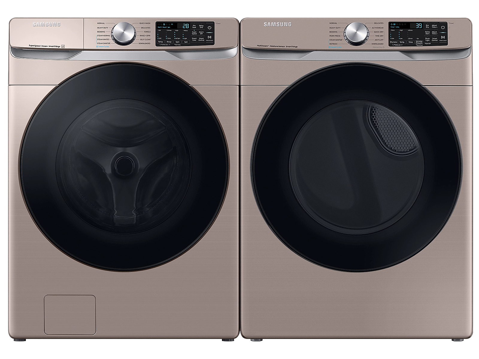 Samsung Large Capacity Smart Front Load Washer with Super Speed Wash & Smart Electric Dryer with Steam Sanitize+ in Champagne(BNDL-1651774284736) photo