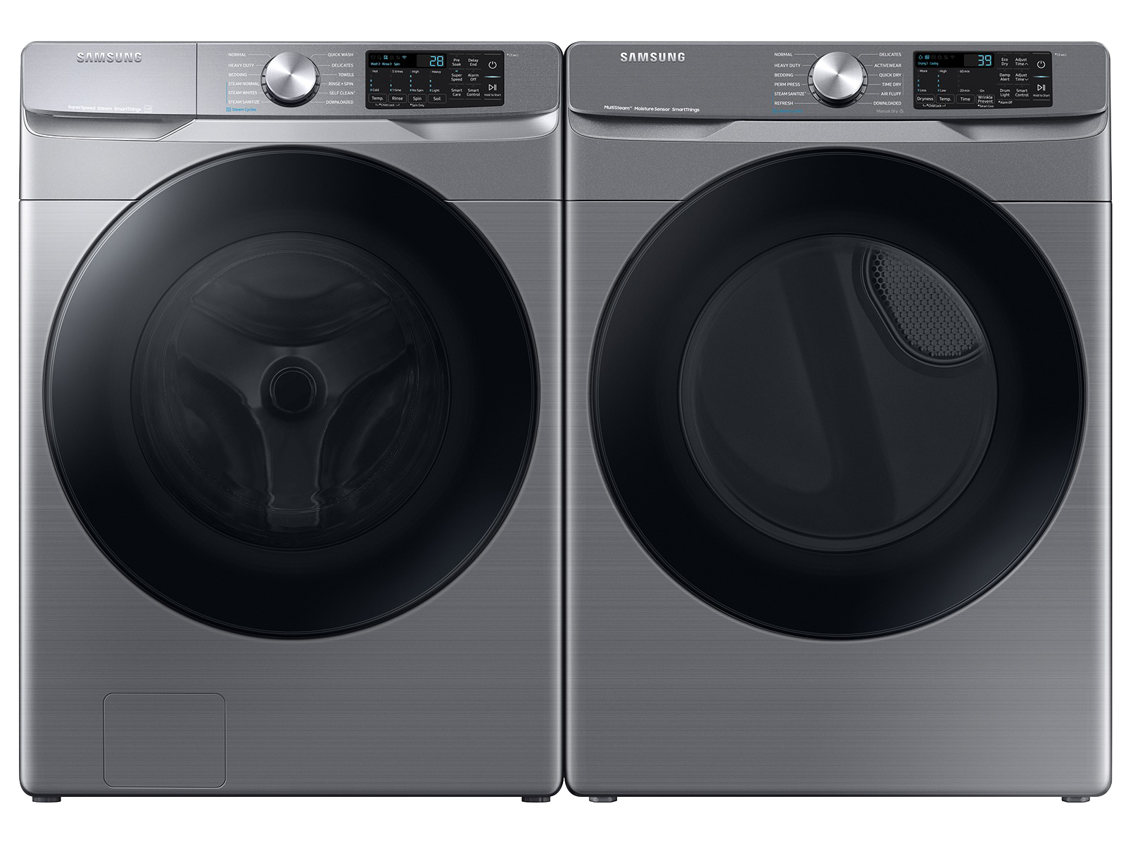 Samsung Large Capacity Smart Front Load Washer with Super Speed Wash & Smart Electric Dryer with Steam Sanitize+ in Platinum(BNDL-1651774560331)