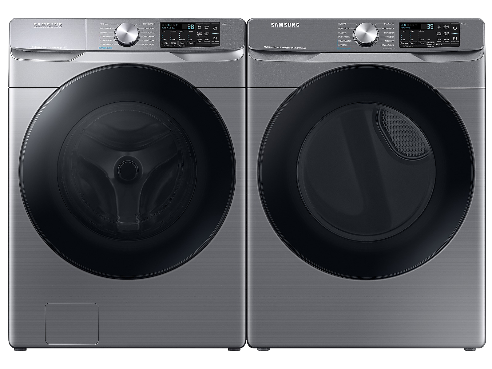 Samsung Large Capacity Smart Front Load Washer with Super Speed Wash & Smart Electric Dryer with Steam Sanitize+ in Platinum(BNDL-1651774560331) photo