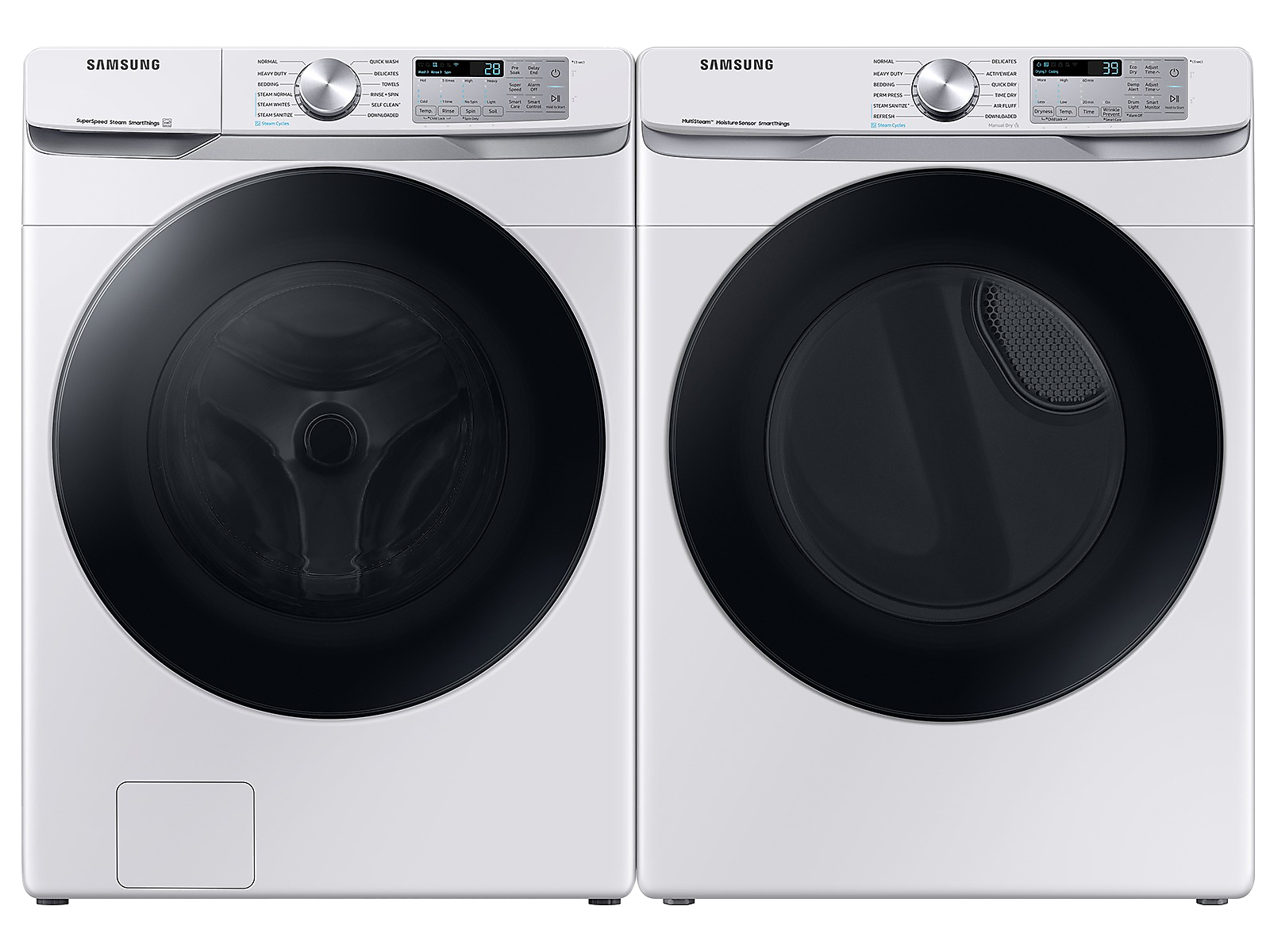 Samsung Large Capacity Smart Front Load Washer with Super Speed Wash & Smart Electric Dryer with Steam Sanitize+ in White(BNDL-1652127875223) photo