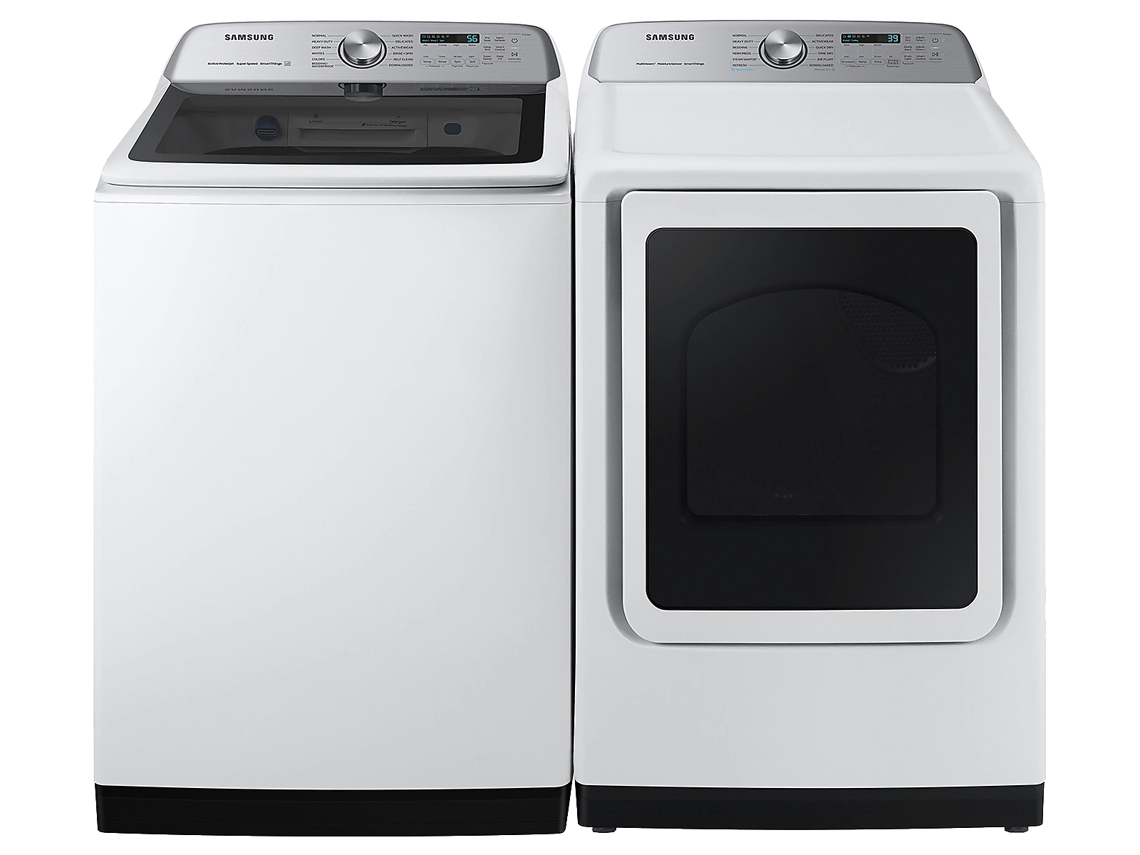 Samsung Smart Top Load Super Speed Wash Washer and Smart Steam Sanitize+ Electric Dryer package in White(BNDL-1646290778485) photo