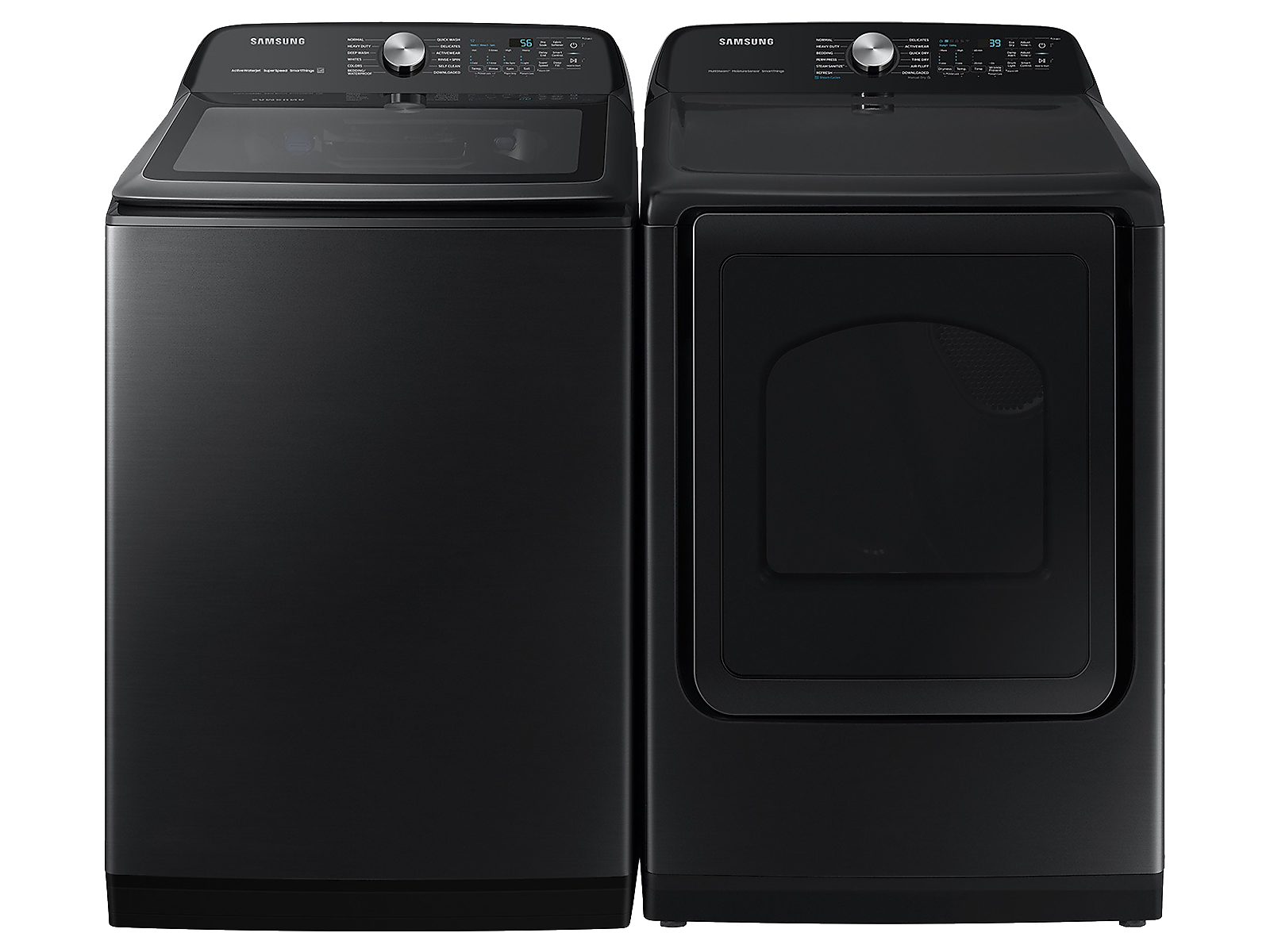 Samsung Smart Top Load Super Speed Wash Washer and Smart Steam Sanitize+ Electric Dryer package in Brushed in Black(BNDL-1634764623329) photo