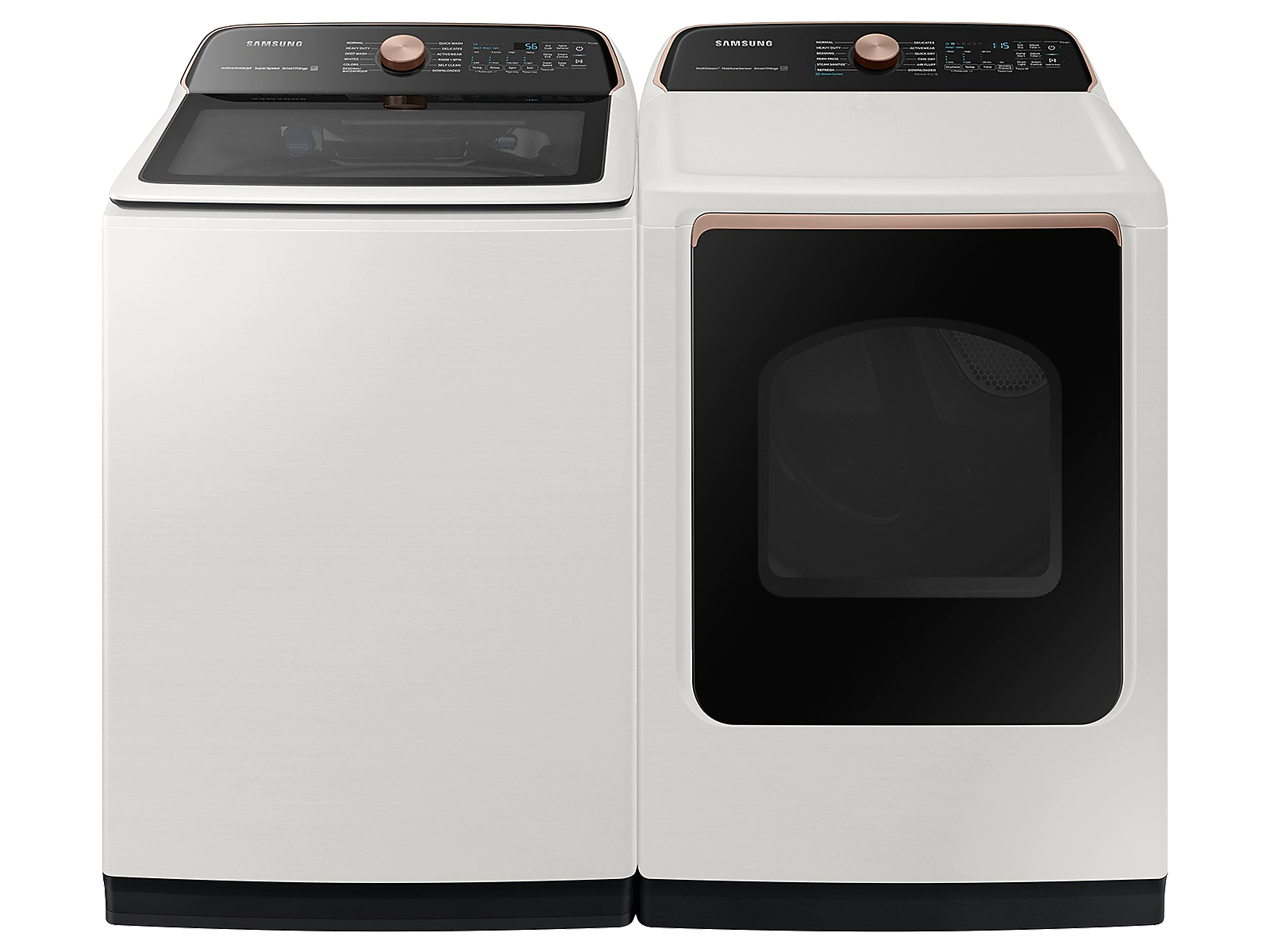 Samsung Smart Top Load Super Speed Wash Washer and Smart Steam Sanitize+ Electric Dryer with package in Ivory(BNDL-1646290590736) photo