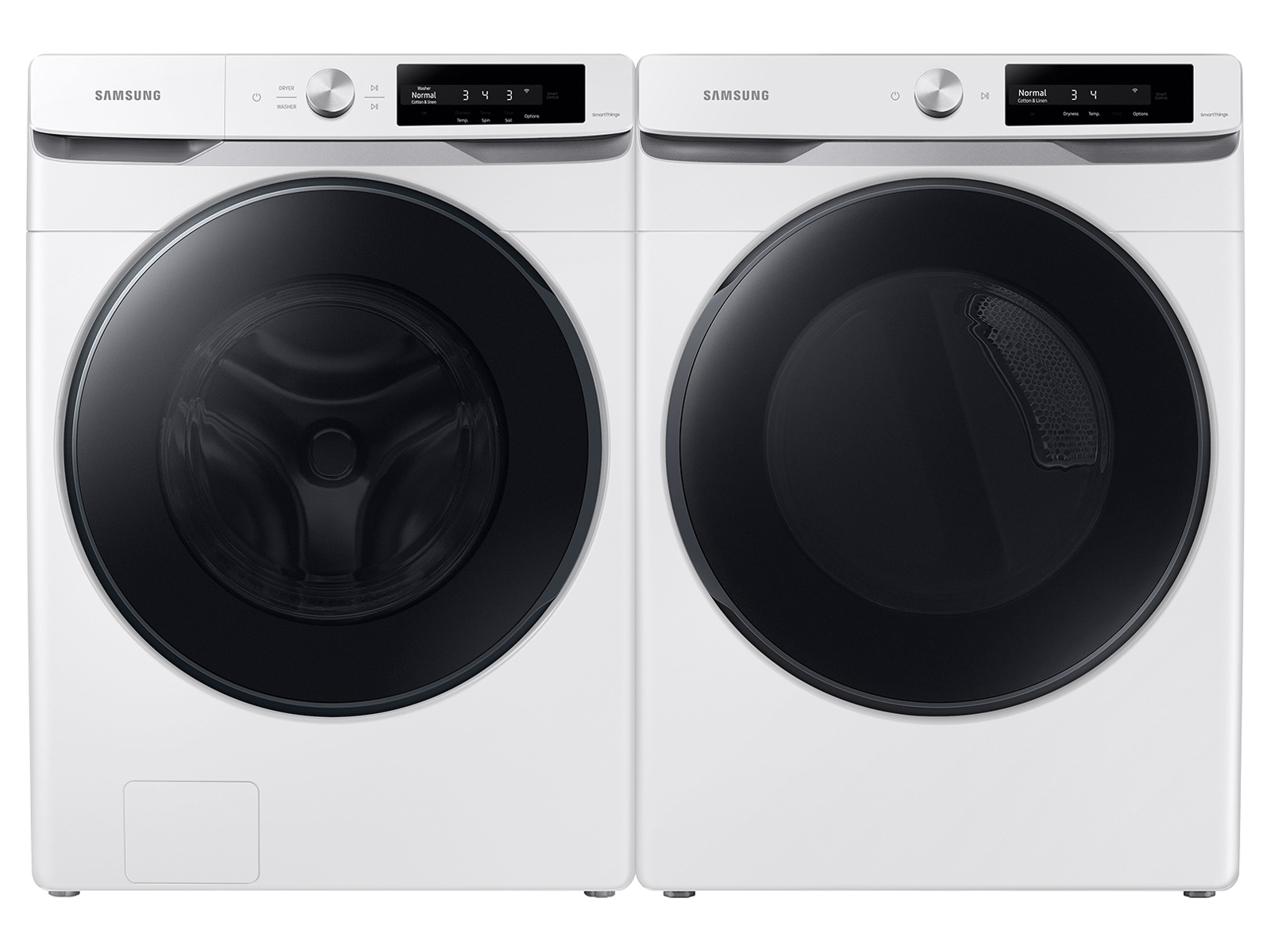 Smart Dial Front Load  Super Speed Wash Washer and Smart Dial Super Speed Dry Electric Dryer package in White