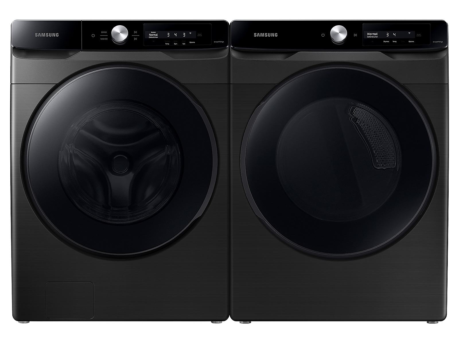 Samsung Smart Dial Front Load Super Speed Wash Washer and Smart Dial Super Speed Dry Electric Dryer package in Brushed in Black(BNDL-1646290590637) photo