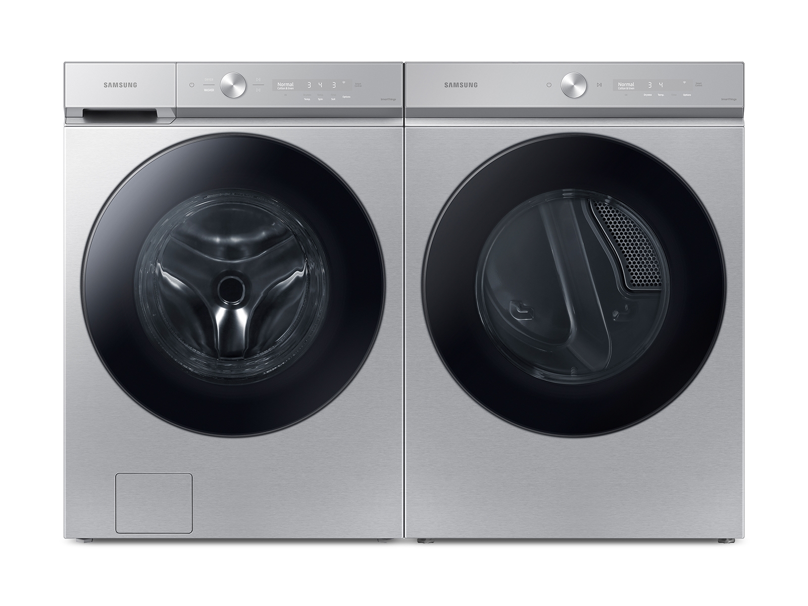 Photos - Tumble Dryer Samsung Bespoke Ultra Capacity Front Load Washer and Electric Dryer in Sil 