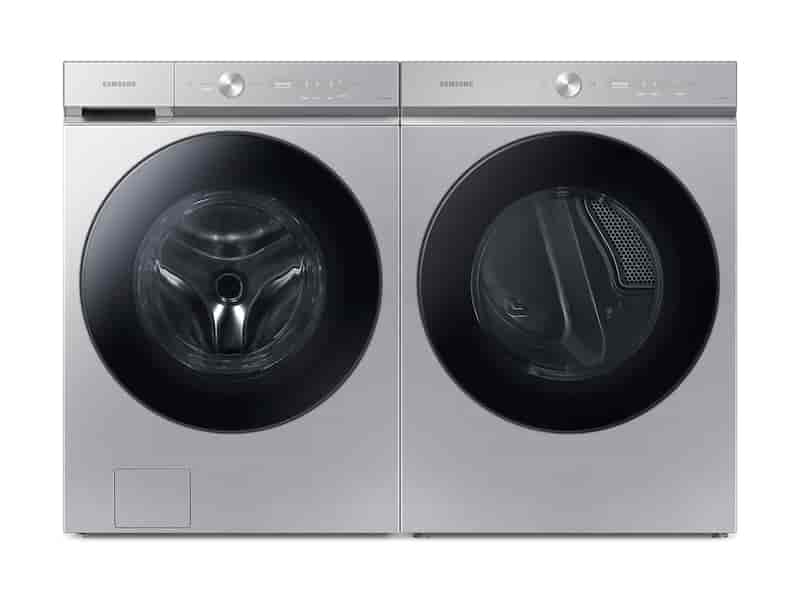 Bespoke Ultra Capacity Front Load Washer and Electric Dryer in Silver Steel
