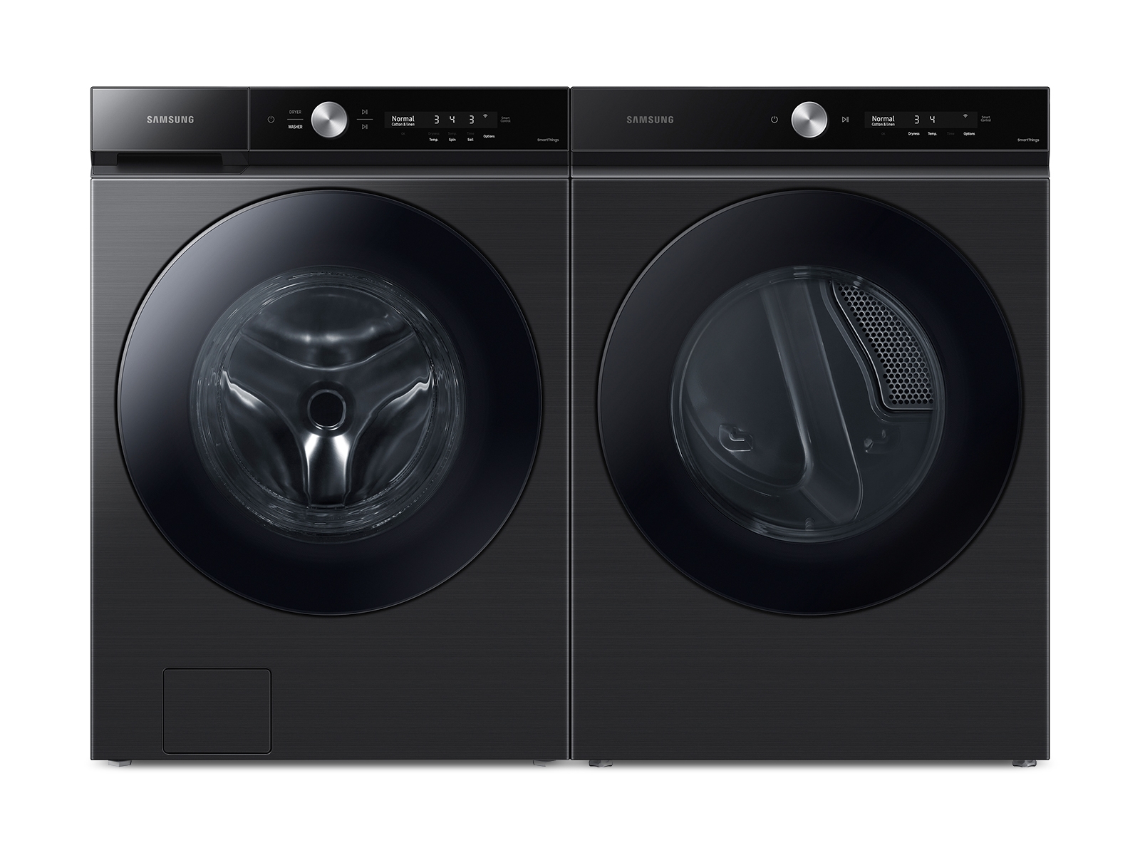 Photos - Tumble Dryer Samsung Bespoke Ultra Capacity Front Load Washer and Gas Dryer in Brushed 