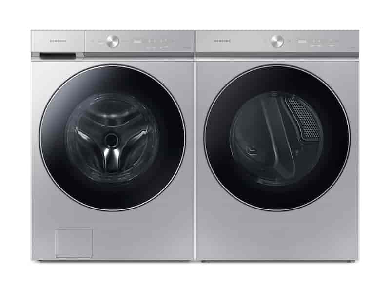 Bespoke Ultra Capacity AI Front Load Washer and Electric Dryer in Silver Steel