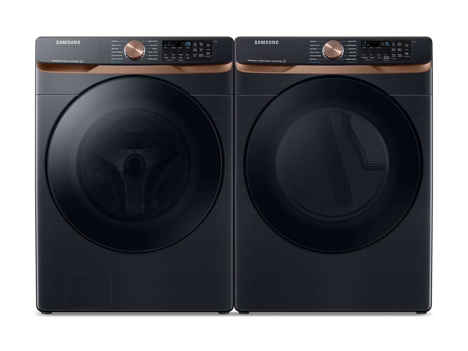 Extra Large Capacity Smart Front Load Washer with Super Speed Wash and  Smart Electric Dryer with Steam Sanitize+ and Sensor Dry in Brushed Black