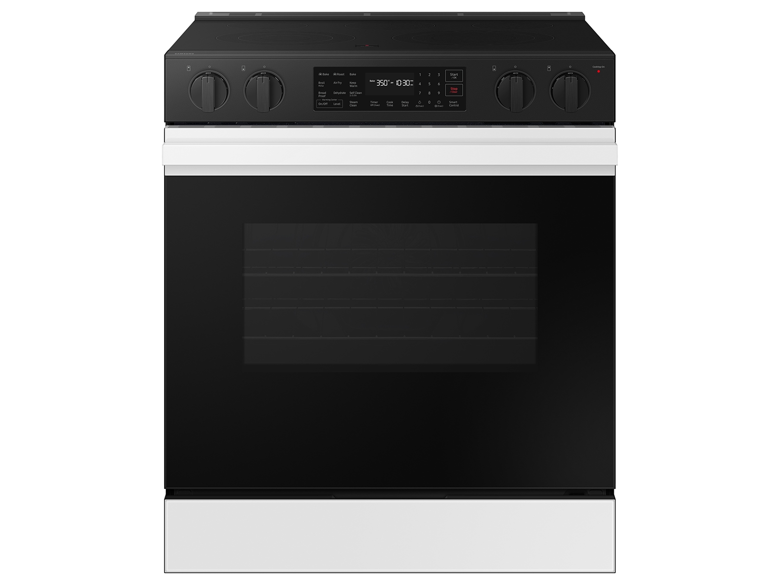 Thumbnail image of Front View of Bespoke Smart Slide-in Electric Range 6.3 cu. ft. in White Glass with Air Fry & Precision Knobs