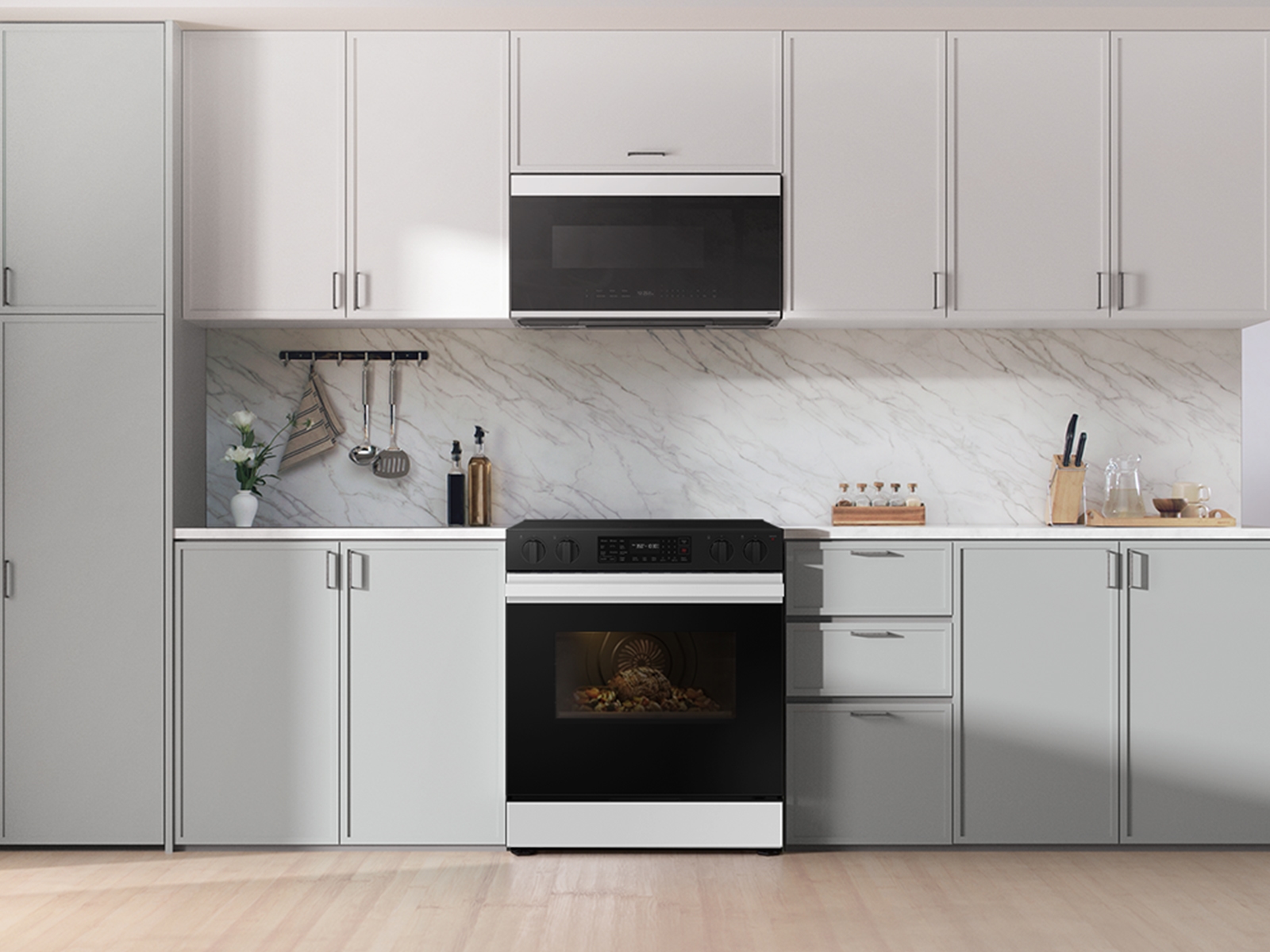 Thumbnail image of Bespoke 6.3 cu. ft. Smart Slide-In Electric Range with Air Fry &amp; Precision Knobs in White Glass