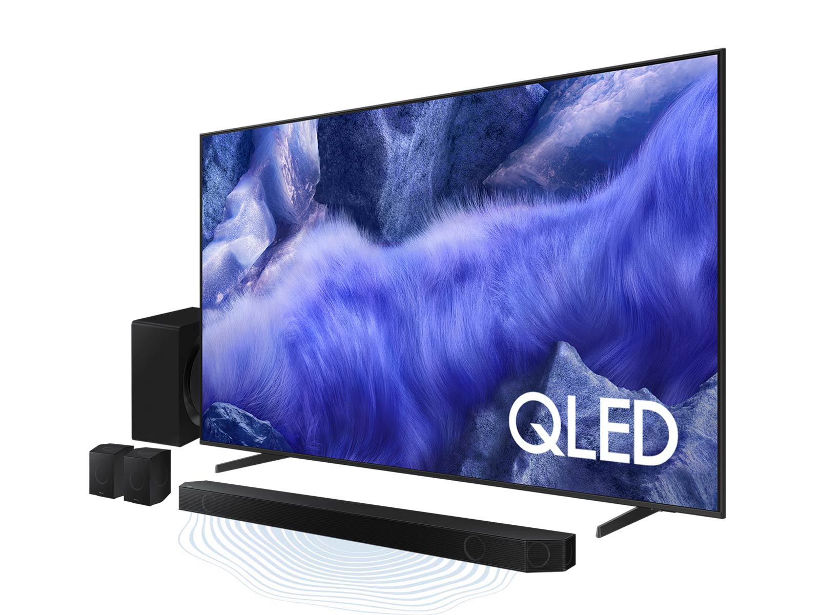85" Class QLED QEF1 4K with Q-series 11.1.4 ch. Wireless Dolby ATMOS Soundbar + Q-Symphony w/ Rear Speakers HW-Q990D img