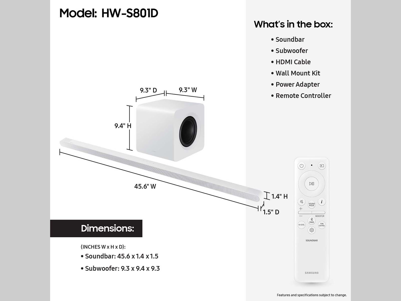 Ultra-slim 3.1.2ch. Wireless Dolby ATMOS Soundbar W/ Q-Symphony / HW ...