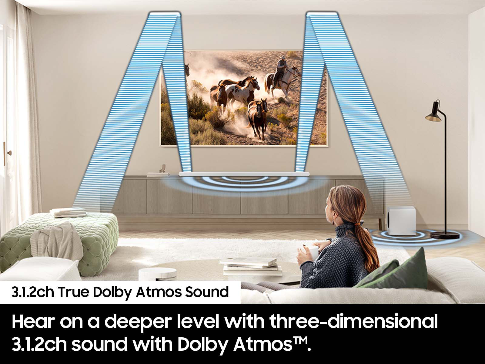 Ultra-slim 3.1.2ch. Wireless Dolby ATMOS Soundbar w/ Q-Symphony / HW-S801D