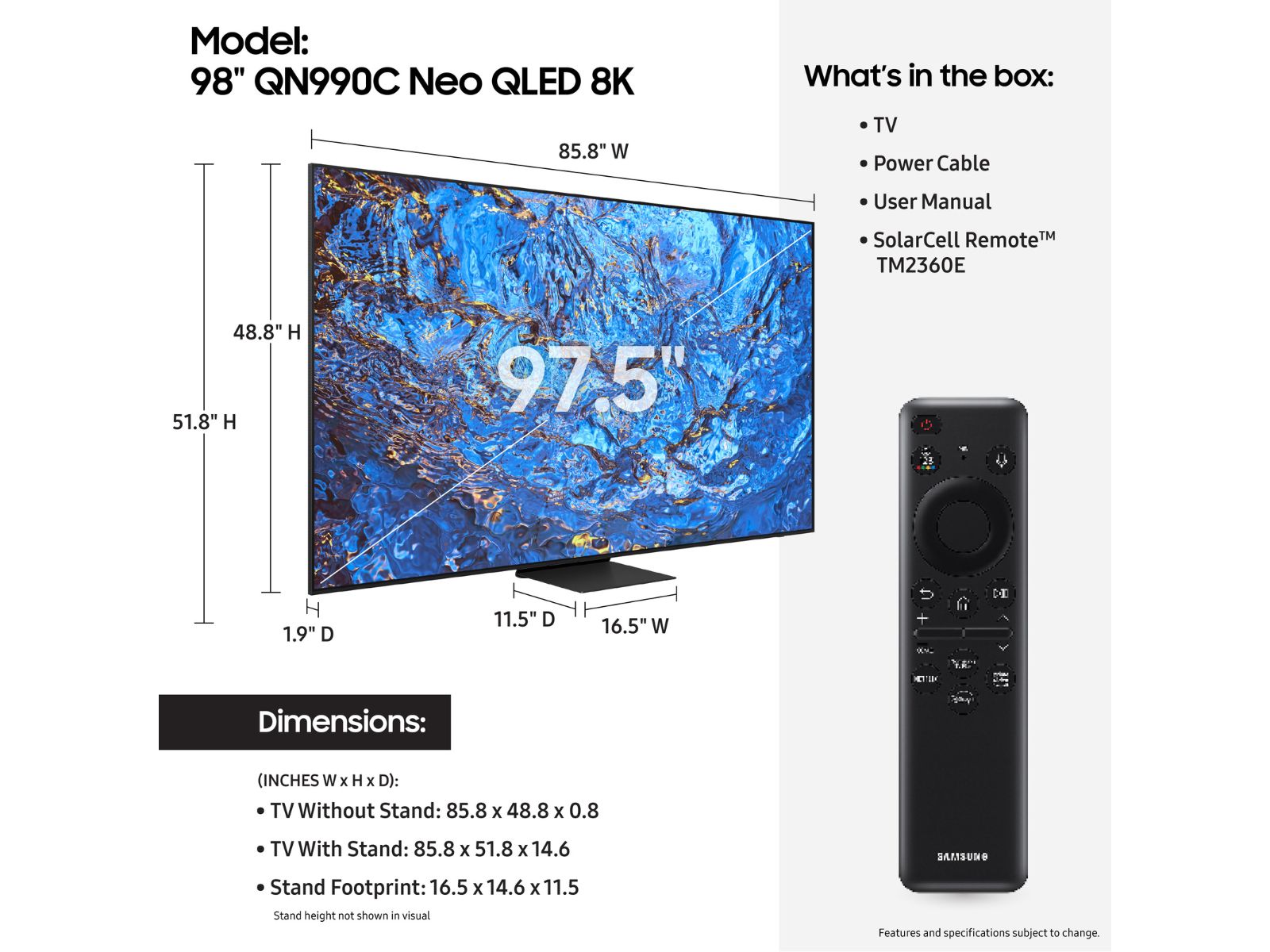 98 Class Samsung Neo QLED 8K QN990C Smart TV