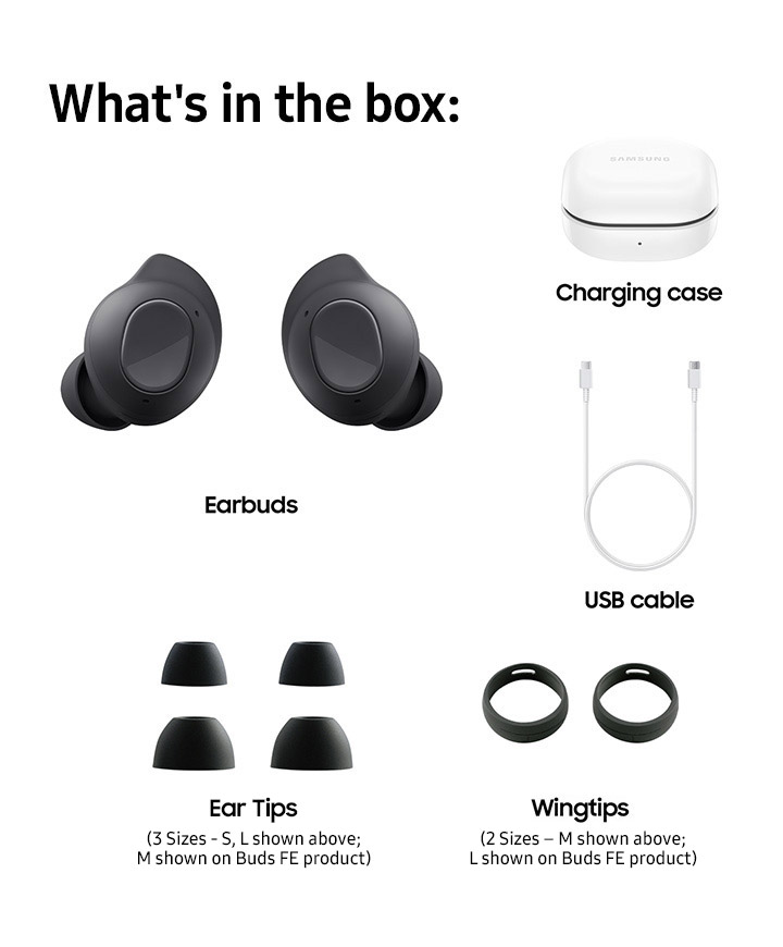 Samsung Galaxy Buds FE True Wireless Bluetooth Earbuds, Comfort and Secure  in Ear Fit, Wing-Tip Design, Auto Switch Audio, Touch Control, Built-in