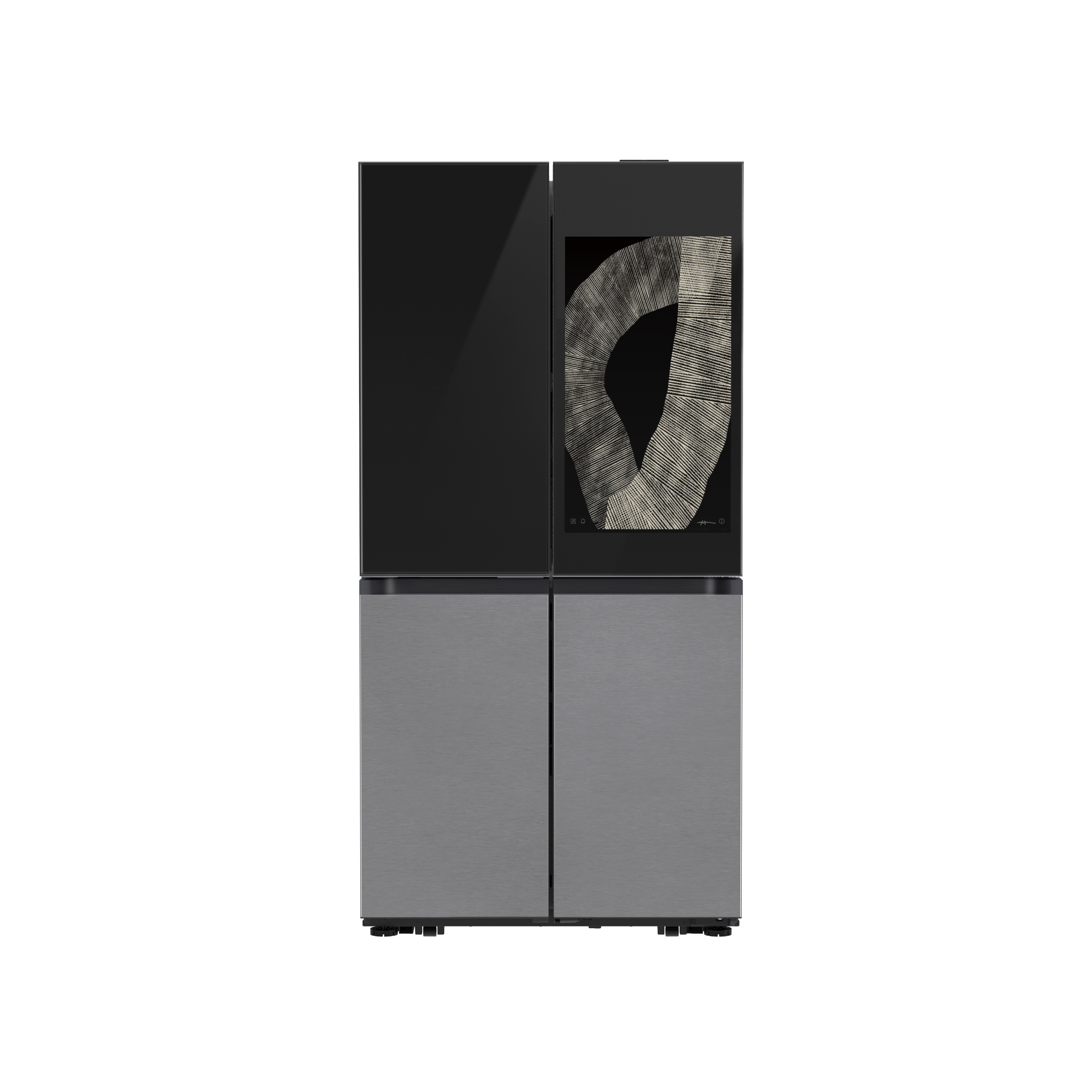 Thumbnail image of Bespoke Counter Depth 4-Door Flex&trade; Refrigerator (23 cu. ft.) with Family Hub&trade; + in Charcoal Glass Top and Stainless Steel Bottom Panels